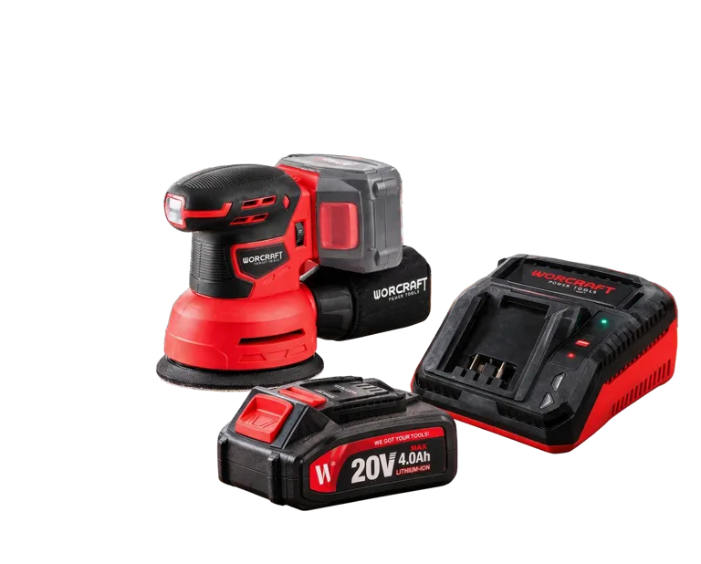 PONCEUSE EXCENTRIQUE SANS FIL WORCRAFT 20V – PACK COMPLET