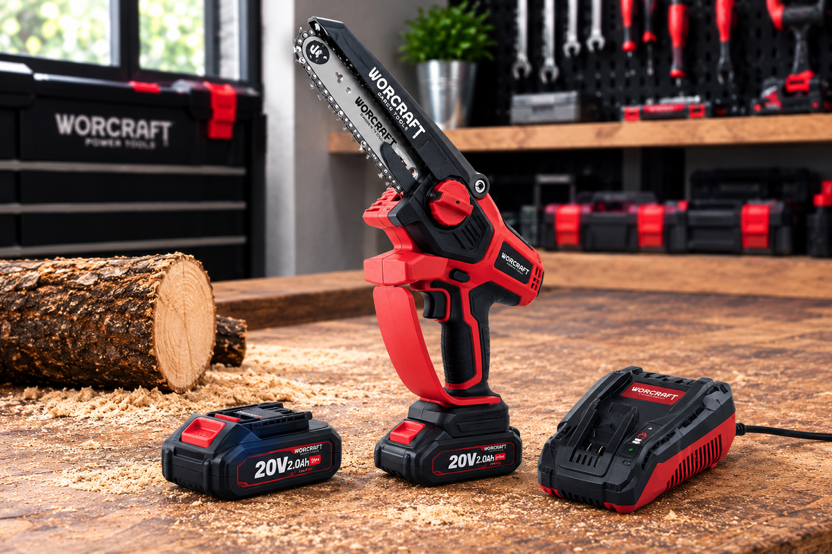 Mini-Tronçonneuse Sans Fil WORCRAFT 20V – Pack Complet