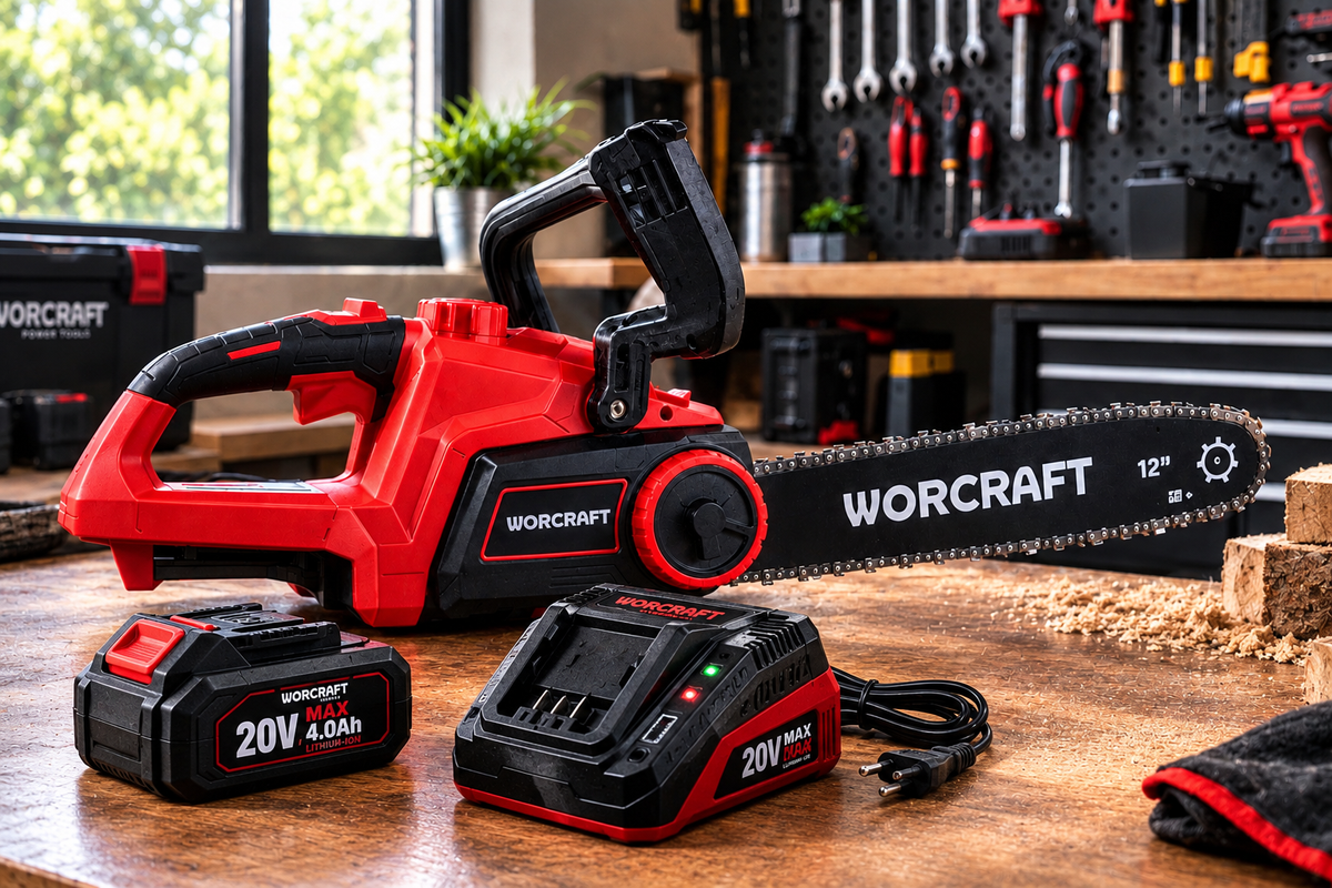 Tronçonneuse Sans Fil WORCRAFT 20V – Pack Complet